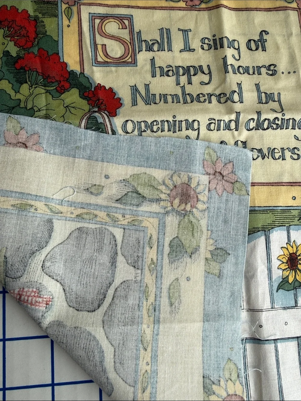 Vintage 1994 Susan Winget Garden Fabric Panels Lot of 3 Country Cottage Floral